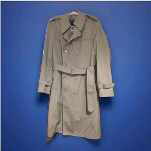 VTG EUC London Fog Khaki Trench Overcoat Coat Removable faux fur Liner Mens 40 M